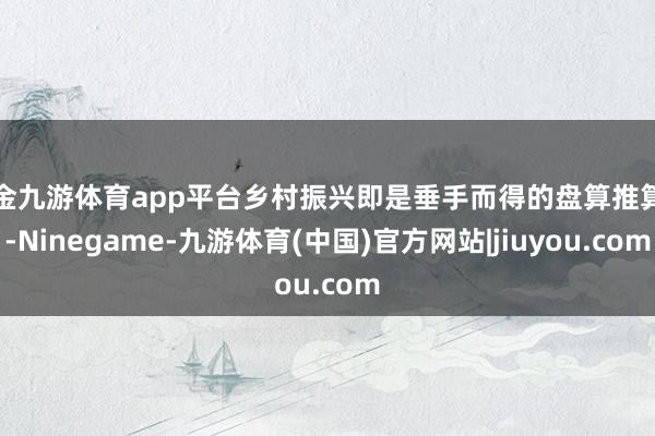 现金九游体育app平台乡村振兴即是垂手而得的盘算推算了-Ninegame-九游体育(中国)官方网站|jiuyou.com